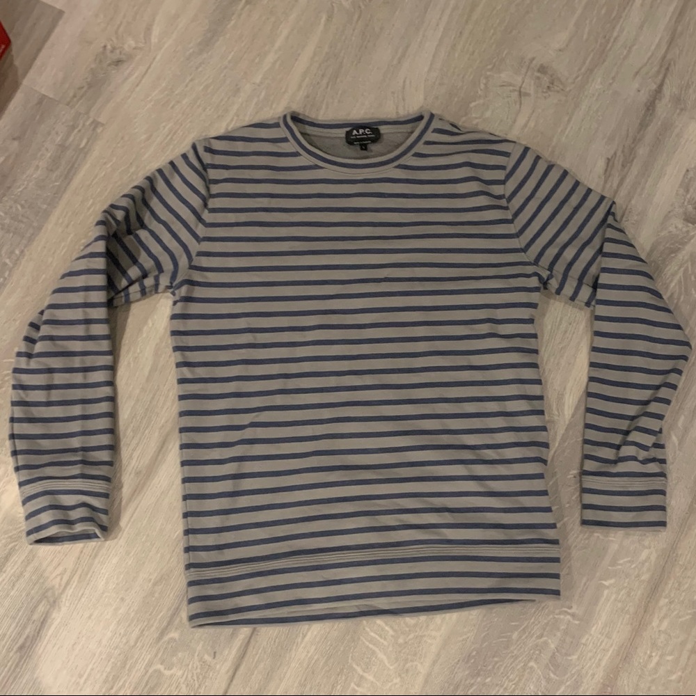Men’s APC Crewneck sweater Grey Blue Large Medium